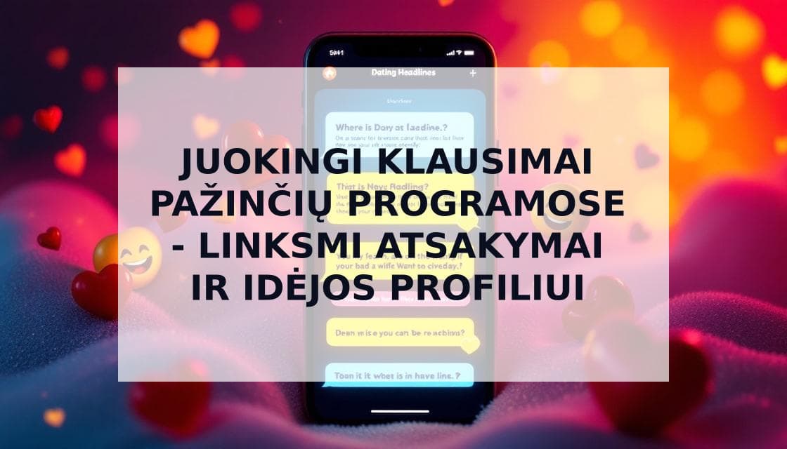 Cover Image for Juokingi Klausimai Pažinčių Programose: 50+ Originalių Idėjų Jūsų Profiliui