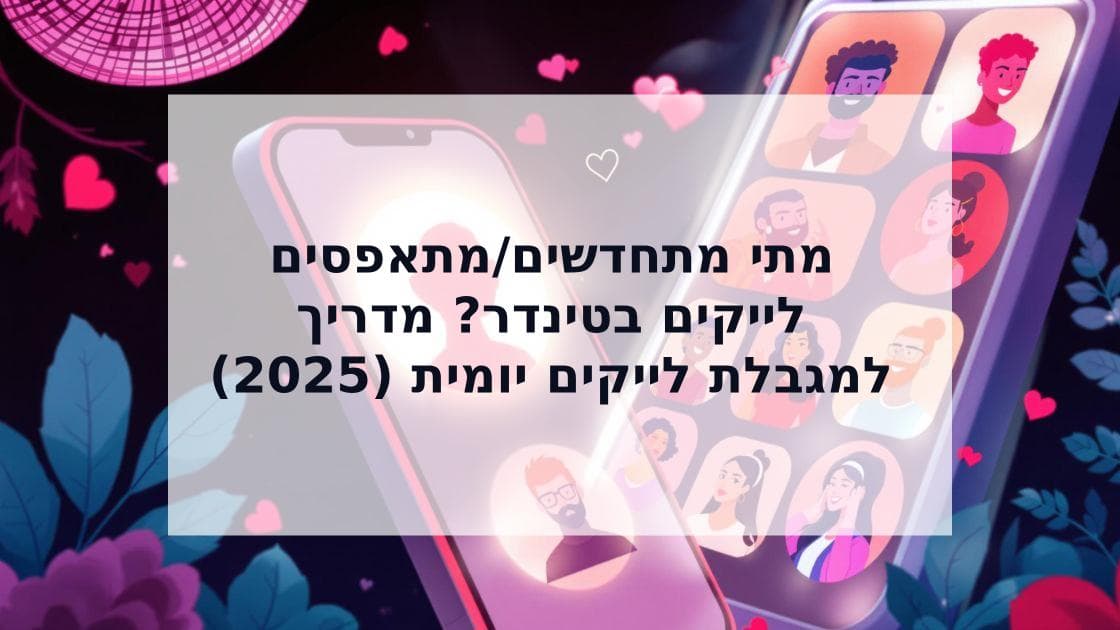 Cover Image for מתי מתחדשים לייקים בטינדר? המדריך המלא לשיפור ההתאמות שלכם