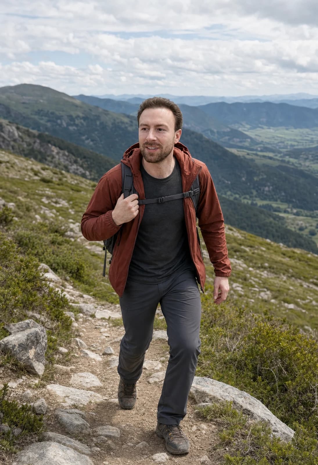 Un uomo che fa escursioni in montagna