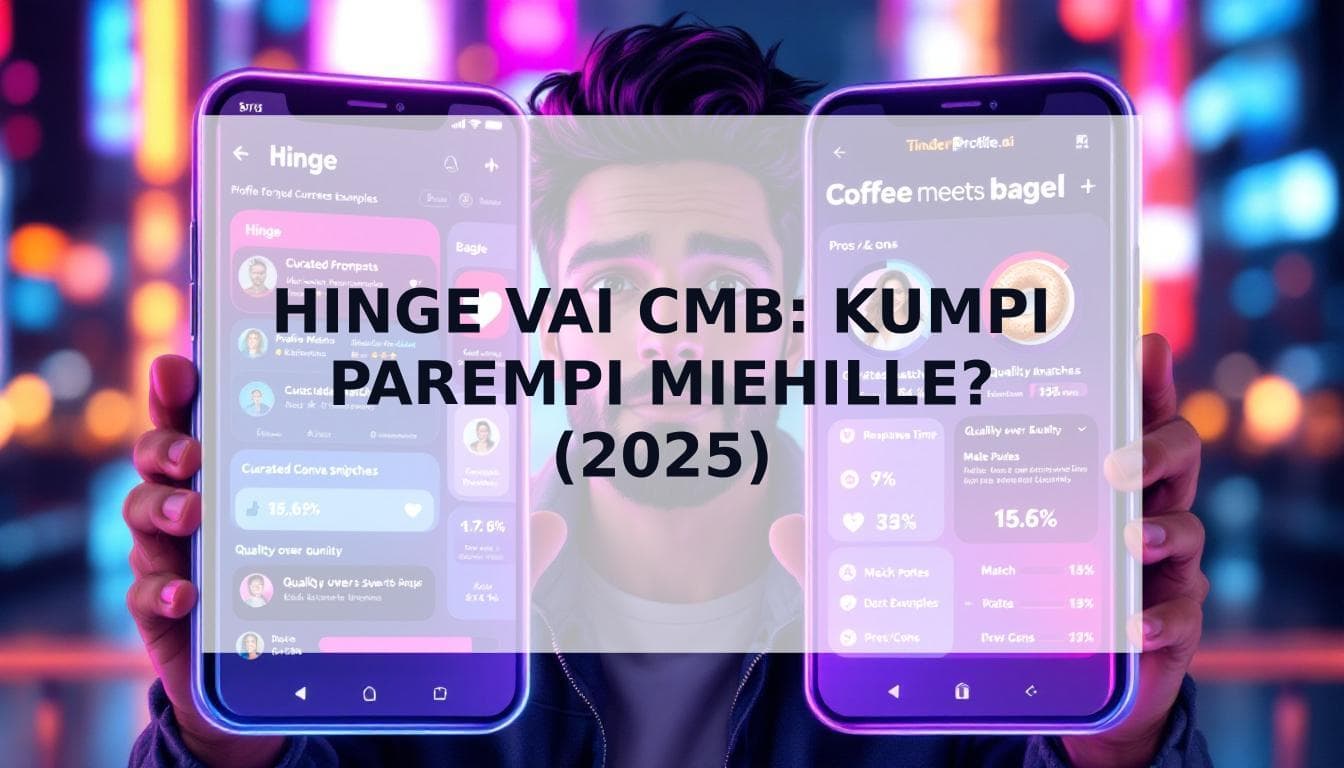 Cover Image for Hinge vai Coffee Meets Bagel: Kumpi deittisovellus on parempi miehille 2025?