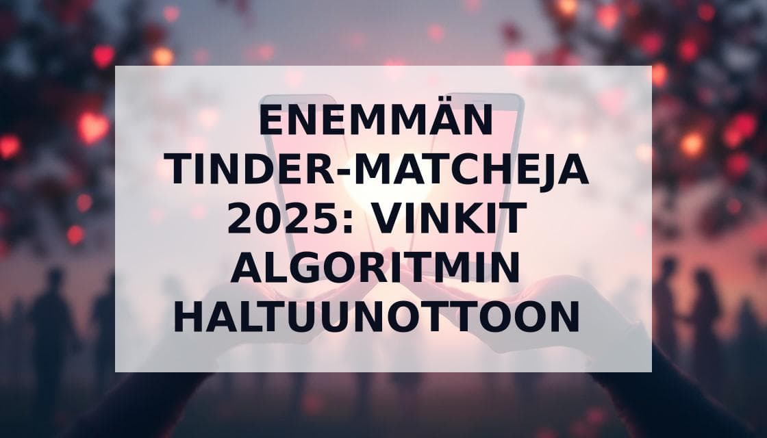 Cover Image for Kuinka saada enemmän matcheja Tinderissä 2025: Algoritmi, vinkit ja ratkaisut