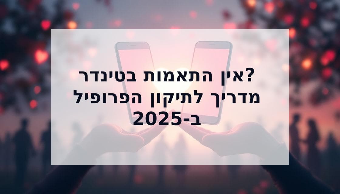 Cover Image for אין התאמות בטינדר? מדריך 2025 לתיקון הפרופיל שלך