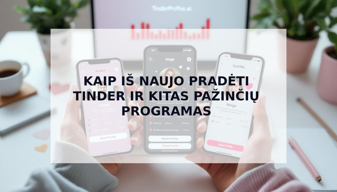 Cover Image for Galutinis pažinčių profilio perkūrimas: kaip iš naujo pradėti Tinder, Hinge ir Bumble, kad gautum daugiau matchų
