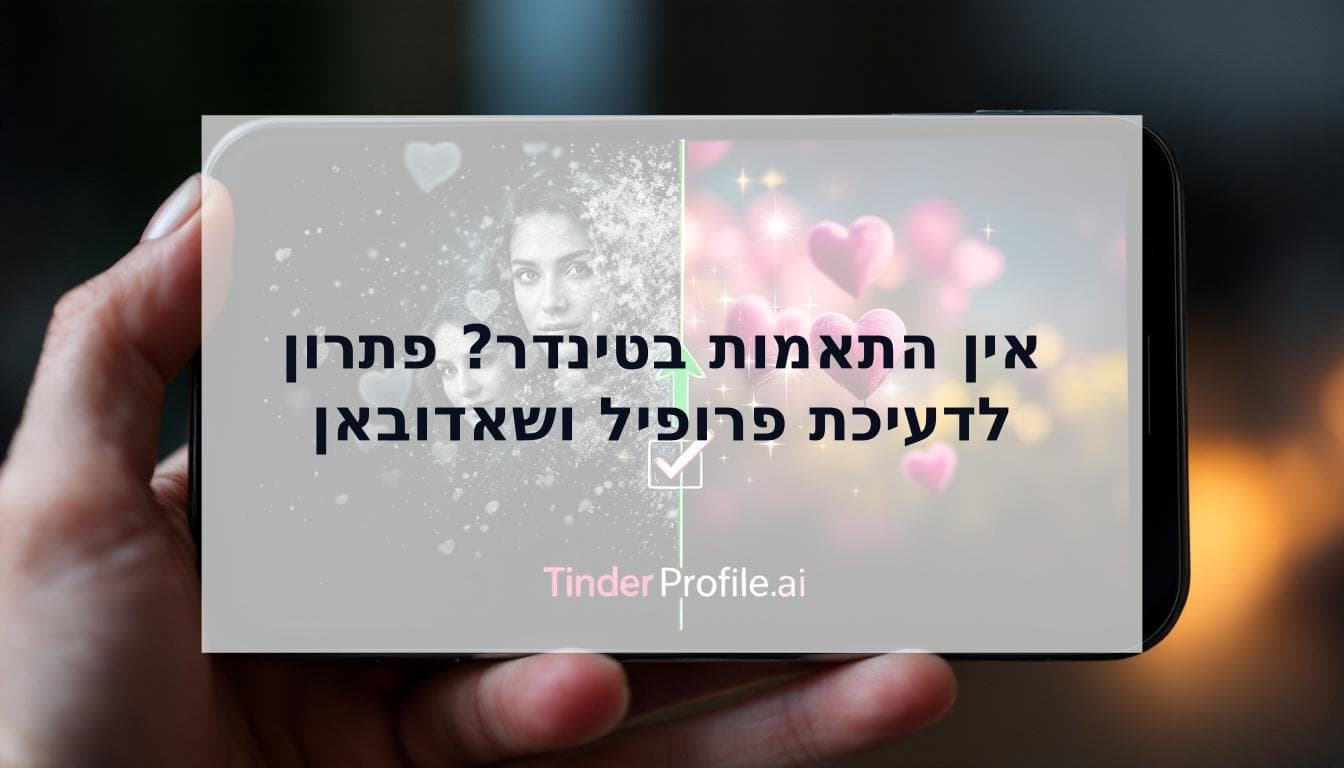 Cover Image for דעיכת פרופיל בטינדר: הסיבה האמיתית למה פתאום אין התאמות בטינדר (ואיך לתקן את זה)