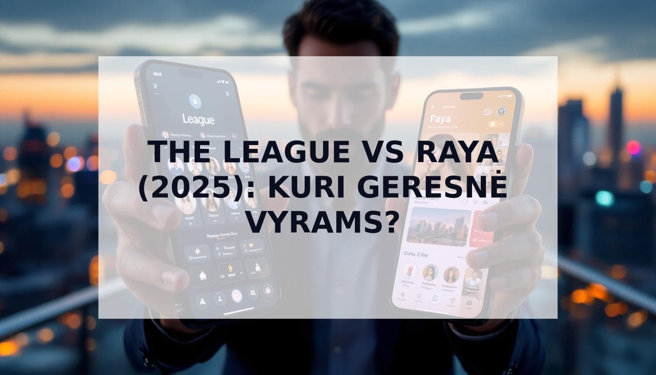 Cover Image for The League ir Raya palyginimas (2025): Kuri elitinė pažinčių programėlė verta vyro laiko?
