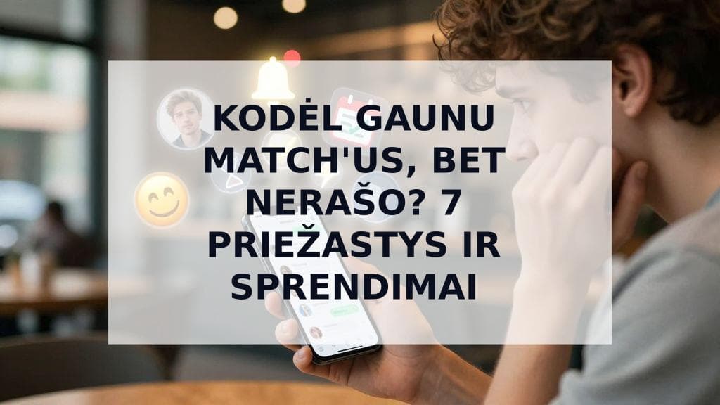 Cover Image for Kodėl gaunu match'us, bet negaunu žinučių? 7 priežastys ir kaip tai išspręsti